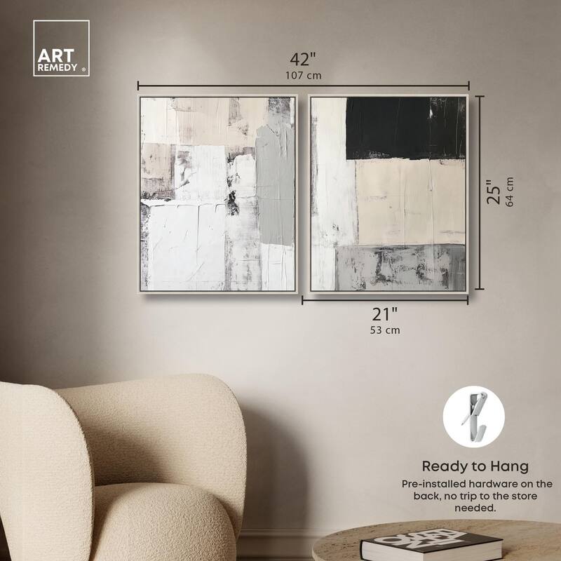 Chalk and Charcoal Canvas Set of 2 by Art Remedy