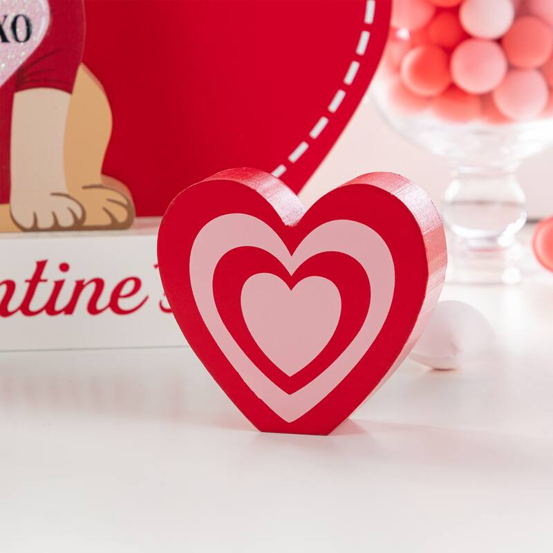 Glitzhome 12"L Set of 4 Valentine's Wooden Table Blocks