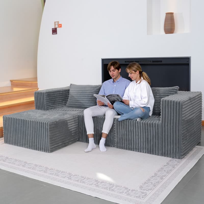 Cloud Sectional Couch with Chaise, L Shaped Modern Modular Sofa - Grey