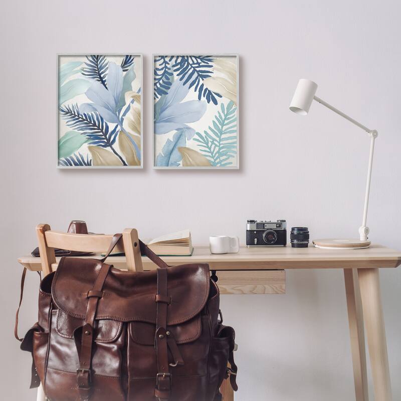 Stupell Tropical Flower Petal Leaf Sprigs Botanical Pastels 2 Piece Framed Wall Art, Design by Elizabeth Medley