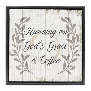 Stupell God's Grace & Coffee Phrase Framed Floater Canvas Wall Art ...