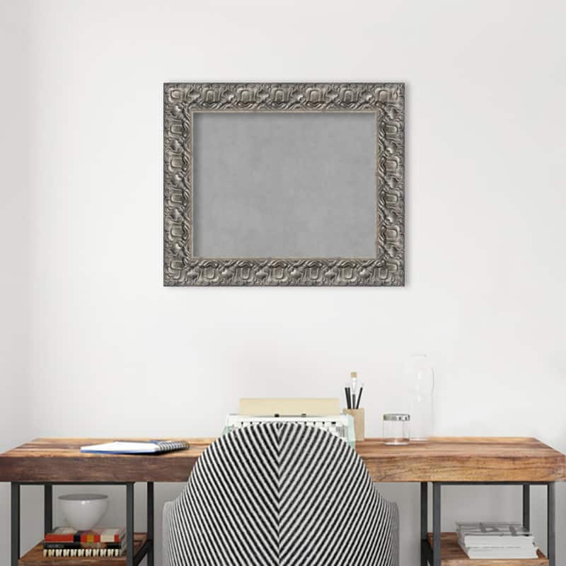Amanti Art Silver Luxor Framed Magnetic Board