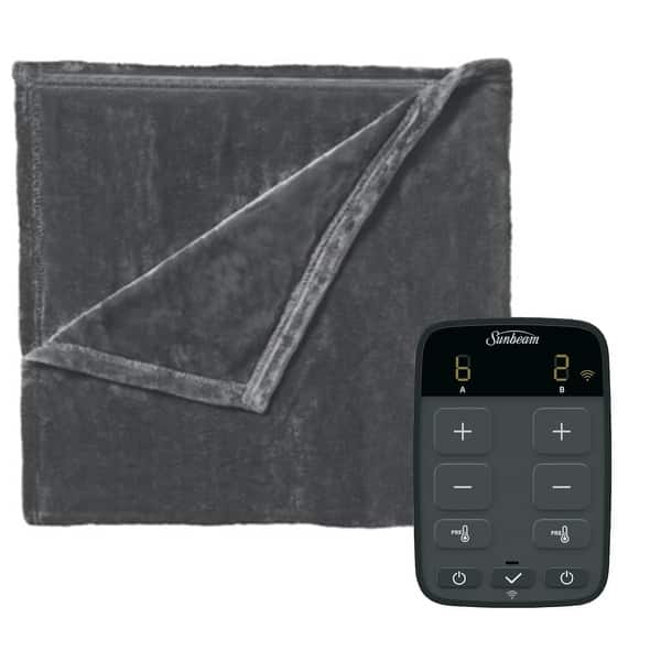 Sunbeam King Size Electric Luxurious Velvet Heated Blanket in Slate with  Wi-Fi Connection - Bed Bath u0026 Beyond - 35557721