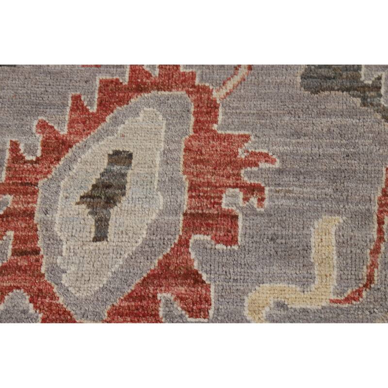 Hand Knotted Oriental 100% Wool Carpet Transitional All-Over Greys & Charcoal Oushak Area Rug - 9' 9'' X 8' 1''