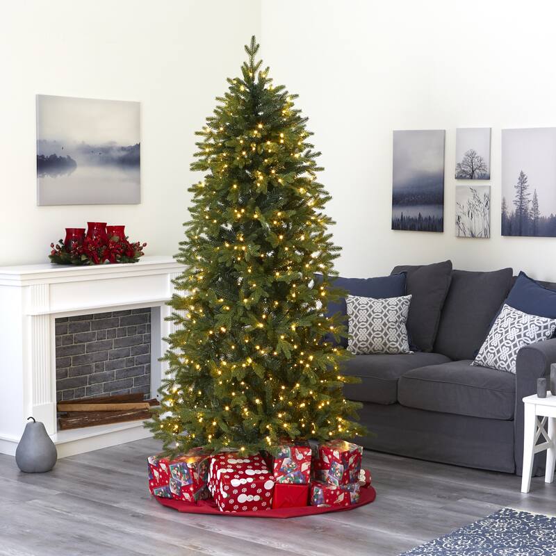7’ Pre-Lit Belgium Fir Artificial Christmas Tree, Warm Clear LED Lights - 7 Foot