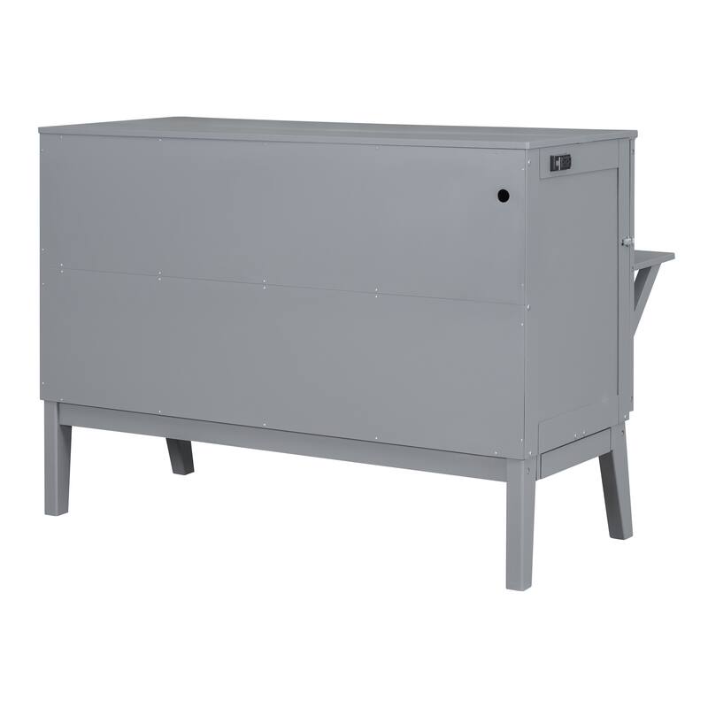 Queen Size Murphy Bed with USB Port and removable Shelves on Each Side,Gray