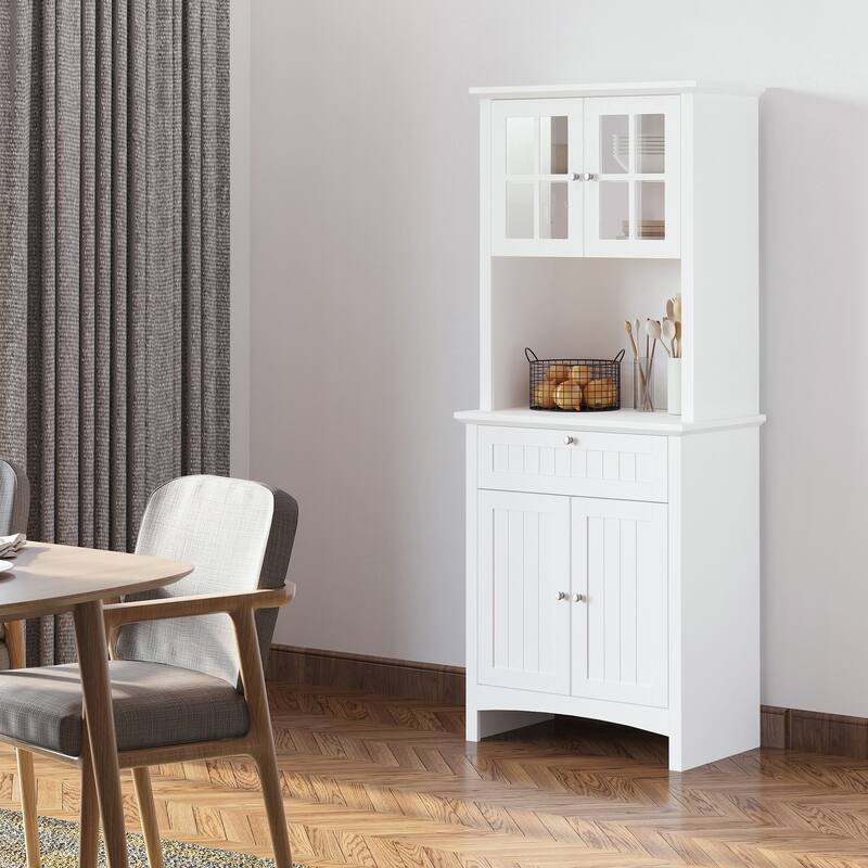 Pantry Cabinet with Glass Door and Microwave Space