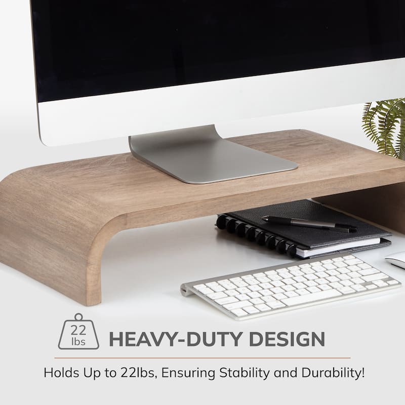 Jani Wood Monitor Stand Riser Desk - Ergonomic Design Stand, Desktop Organizer Table for Home, Office Workspace, Gaming Desk