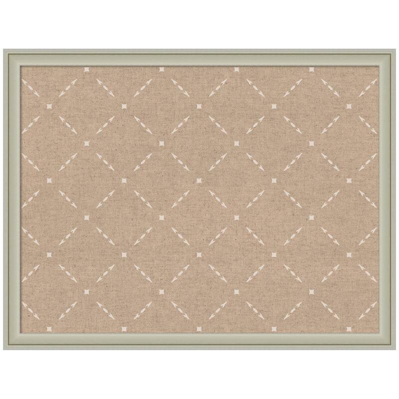Kate and Laurel Pinboard Beige Lattice Pattern - 26x20 - Florence Silver