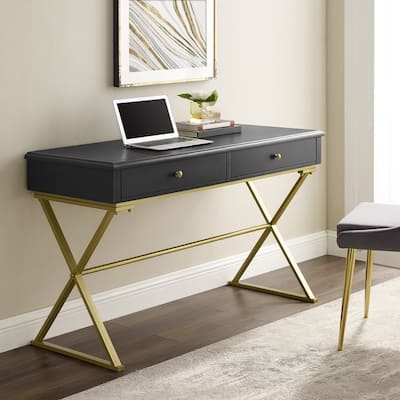 Silver Orchid Lerch Two-Drawer Campaign Desk