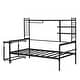 preview thumbnail 31 of 34, Metal Daybed with Movable Desk, Metal Slat Support Bed Frame Metal Grid, Shelves and Clothes Hanger