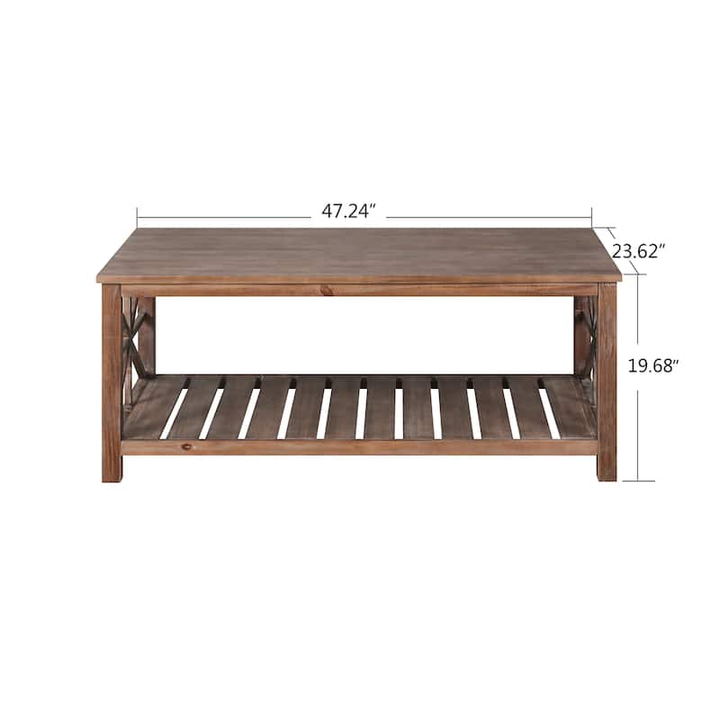 47" Modern Farmhouse Coffee Table with Storage Shelf