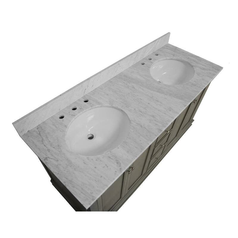 KitchenBathCollection Bella 60" Double Bathroom Vanity with Carrara Marble Top