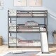 preview thumbnail 1 of 13, Adjustable Solid Pine Triple Bunk Bed with Ladder and Slide