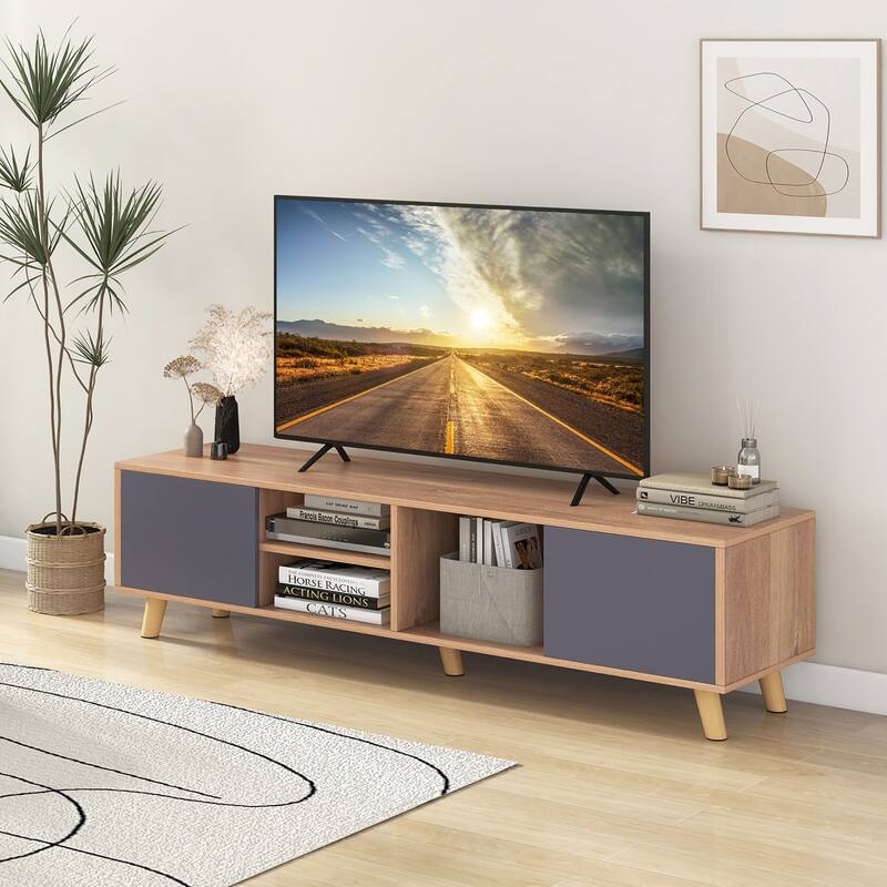 Gymax TV Stand for TVs up to 65'' Modern Rustic TV Cabinet w/ Open - See Details