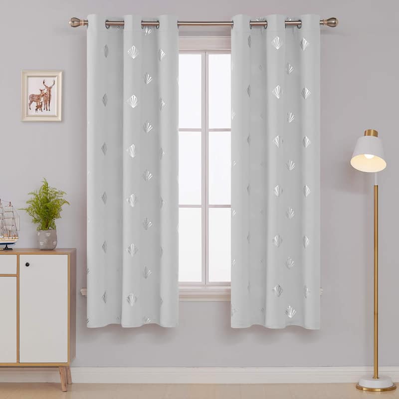 Shell Pattern Room Darkening Curtain Panel (2 Panels)