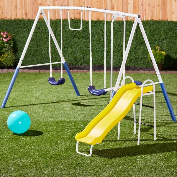 XDP Recreation Blue Ridge Play Outdoor Swing Set with Glider, 2 Swings