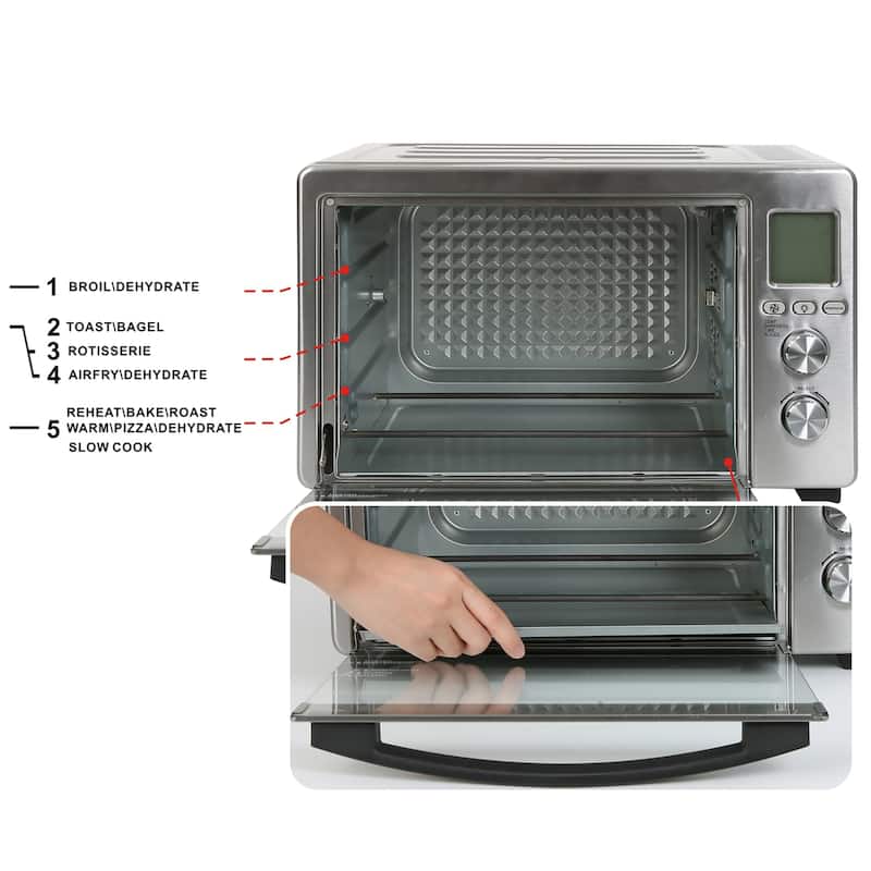 LNC 12-In-1 Large 34QT Countertop Toaster Oven Convection Rotisserie Air Fryer - 19.5" L x 15" W x 12.5" H