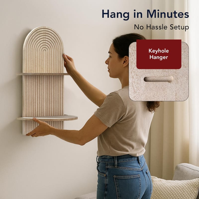 American Art Decor Lunar Ledges Wall Shelf in Brown - 23.75" x 14"