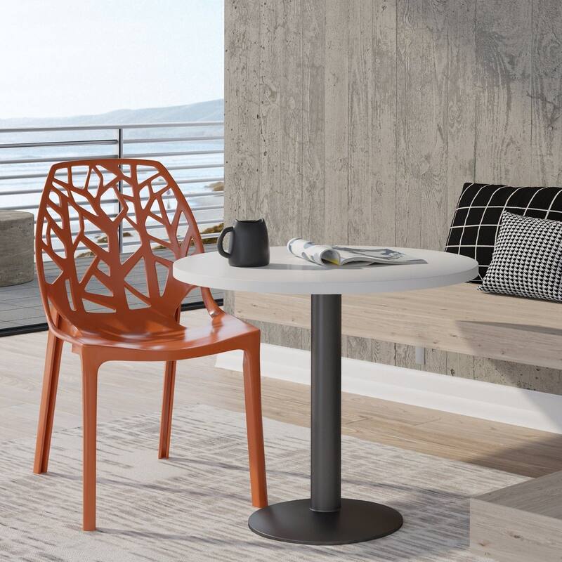 Stackable Dining Chair in Polypropylene Modern Cut-out Design Backrest Accent Side Chair