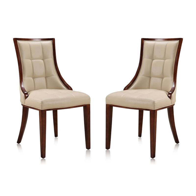 Fifth Avenue Cream and Walnut Faux Leather Dining Chair (Set of Two) - Set of 2 - Cream