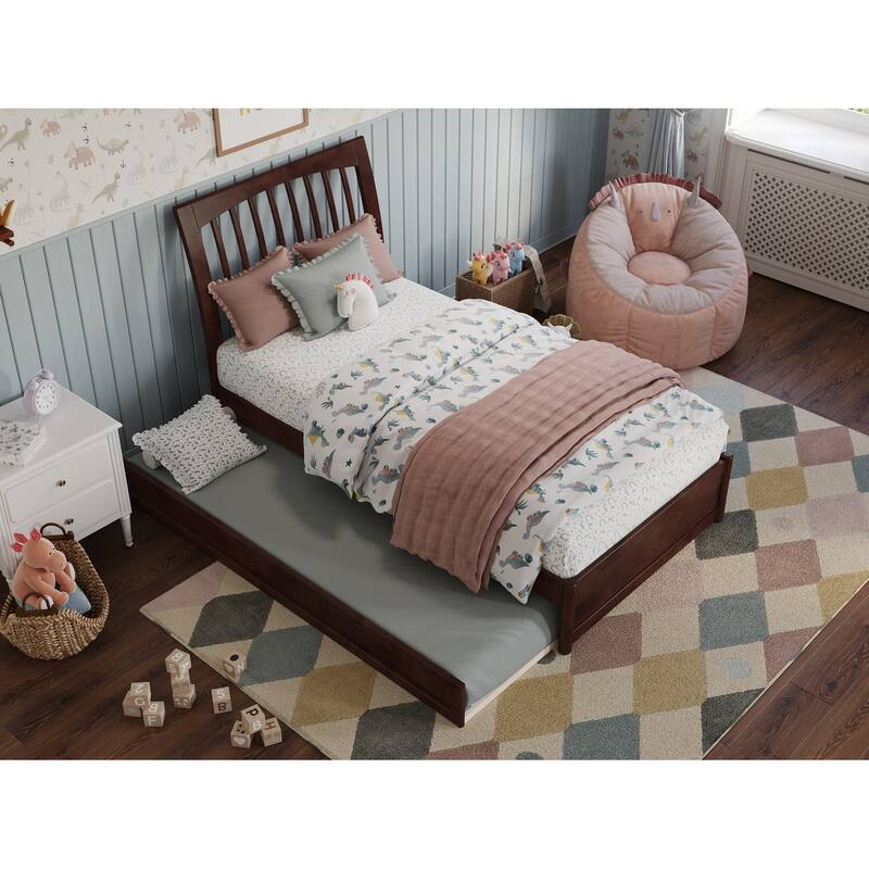 Roslyn Platform Bed with Panel Footboard and Twin Trundle