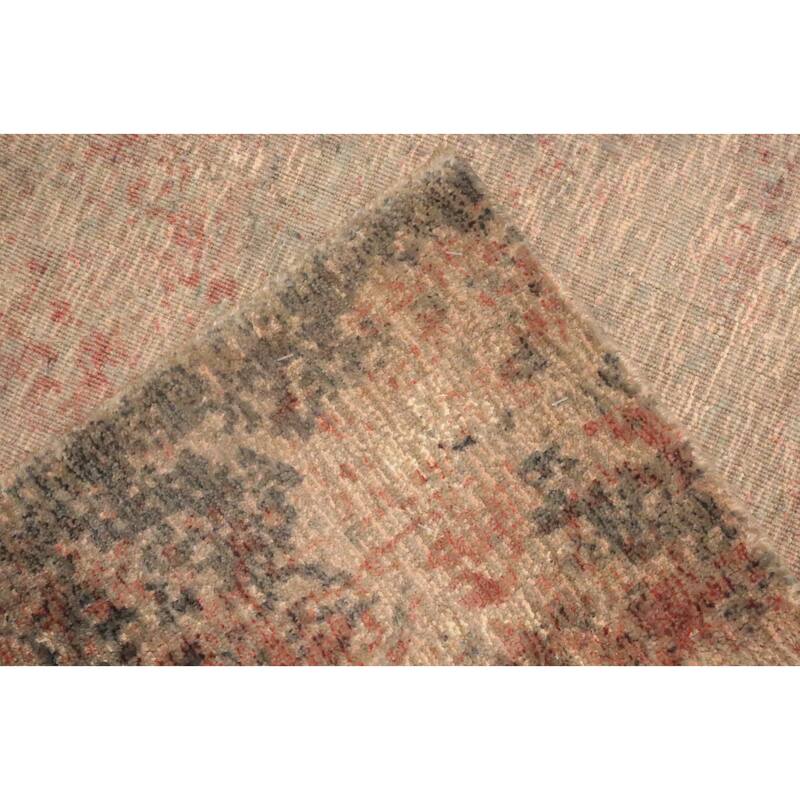 Hand Knotted Oriental Viscose Silk Carpet Modern All-Over Oranges & Rust Abstract Area Rug - 6' 7'' X 4' 10''