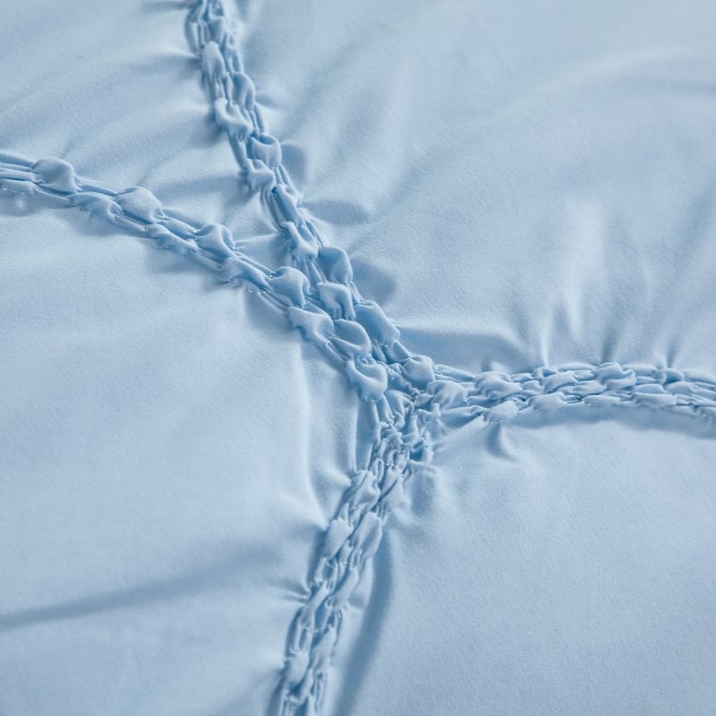 Embroidered Puckered Microfiber 3pcs Comforter Set, Scale Design Contemporary Bedding Set