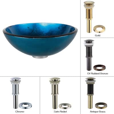 Kraus 16-1/2" Irruption Blue Glass Vessel Bathroom Sink - Includes