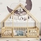 preview thumbnail 1 of 34, Full Floor House Bed with Fence,Guardrails for Home Natural