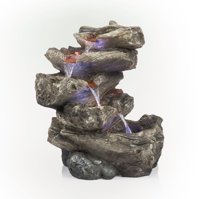 Alpine Corporation 22" Tall Indoor/Outdoor 5-Tier Rainforest Waterfall Fountain with LED Lights