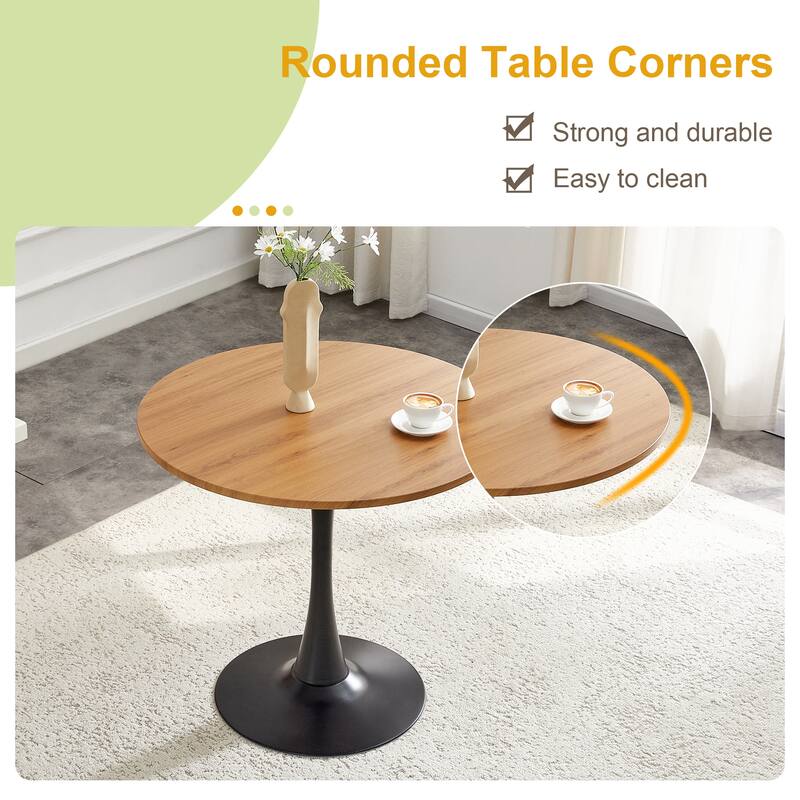 Kitchen Table with Thickened Tabletop, Round Tulip Dining Table, Bistro Table Circle Table Coffee Table