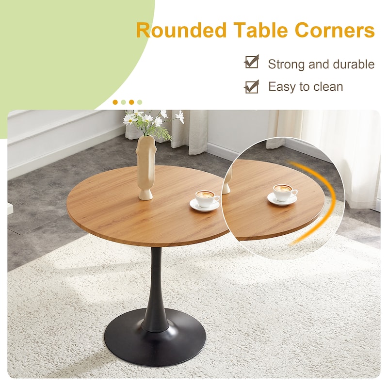 Round Dining Table, 31.5" Circle Tulip Table with Thickened Tabletop & Metal Pedestal, Mid Century Modern Bistro Table