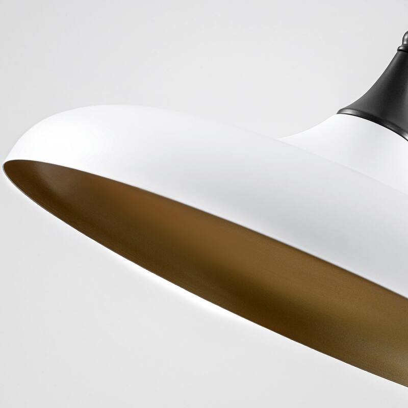 1-Light Modern White and Gold Dome Pot Lid Pendant Light - 17.72 in. W x 10.24 in. H