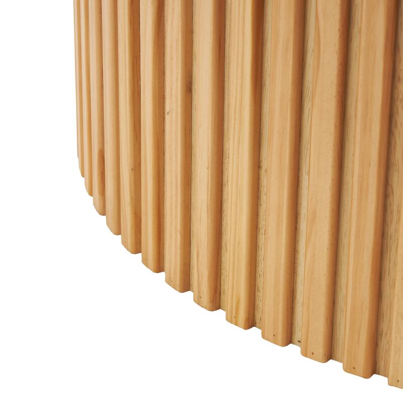 Wood Handmade Ribbed Coffee Table with Slatted Base - Brown or Black - Roche River Decor
