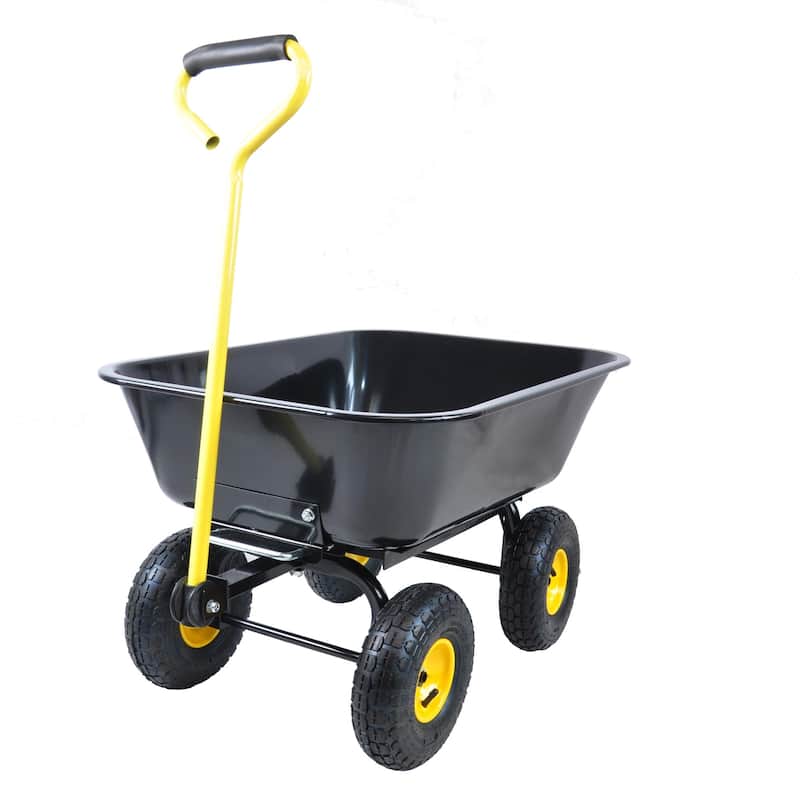 Garden Folding Cart/ Dump Truck with Steel Frame, 10 inches Pneumatic Tires