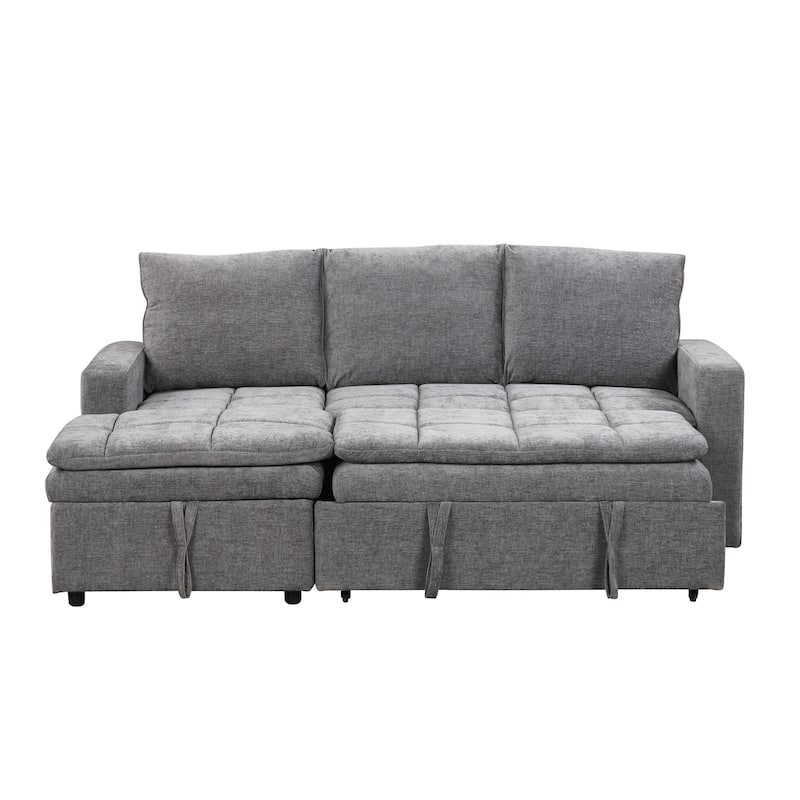 82" Upholstered Sectional Sofa Bed with Storage Space, Suitable for Living Rooms and Apartments