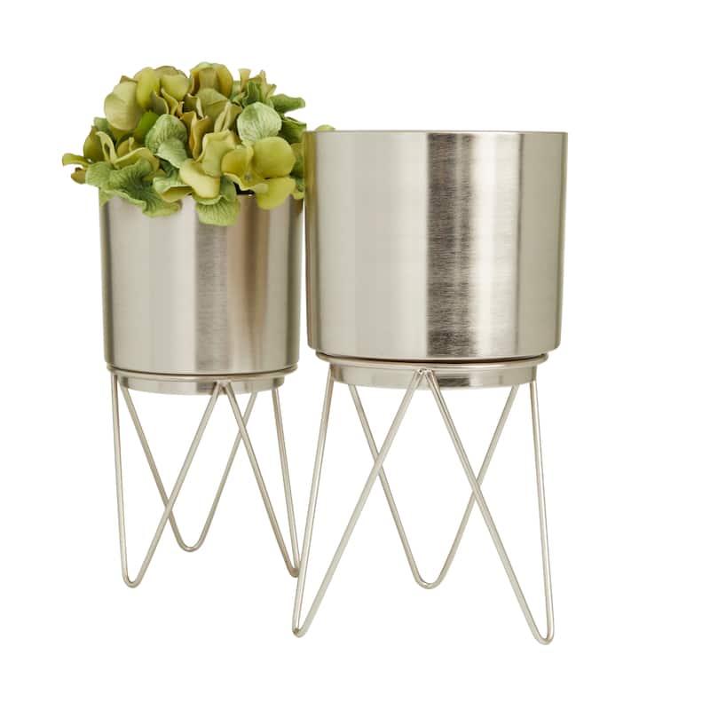 CosmoLiving by Cosmopolitan Metal Modern Planter (Set of 2) - S/2 12", 10"H