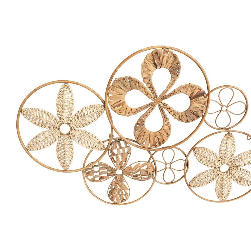Estrella Rattan Abstract Circle Wall Art - 22"H x 43"W x 1"D