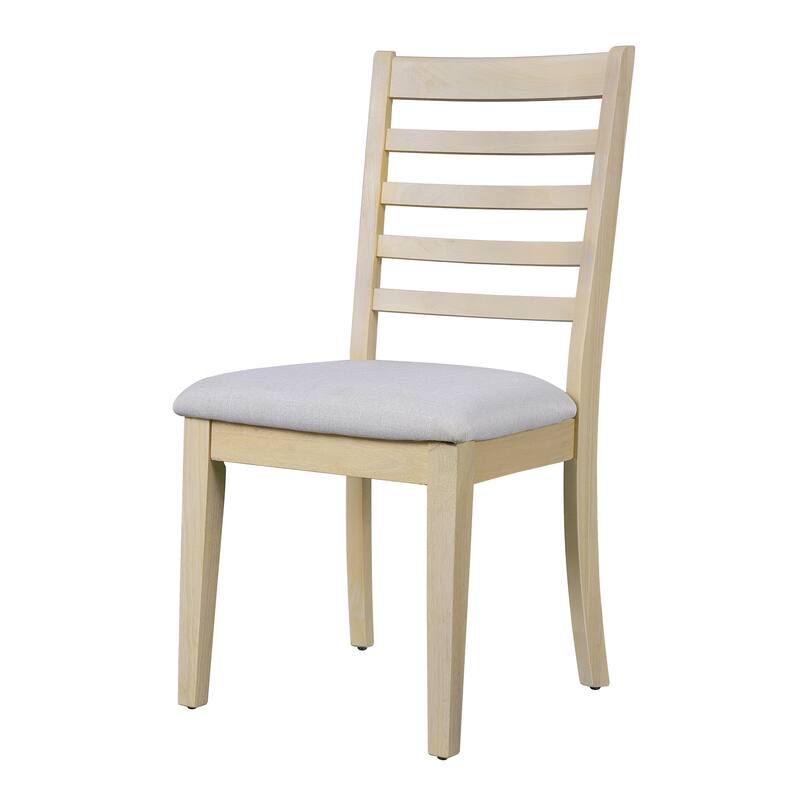 7-Piece Extendable Dining Set with 6 Linen Chairs, Rustic Upholstered Chairs Natural High-Back Chairs Extendable Dining Table