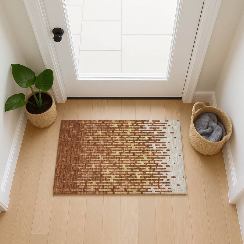 Machine Washable Indoor/ Outdoor Modern Kingman Chantille Rug