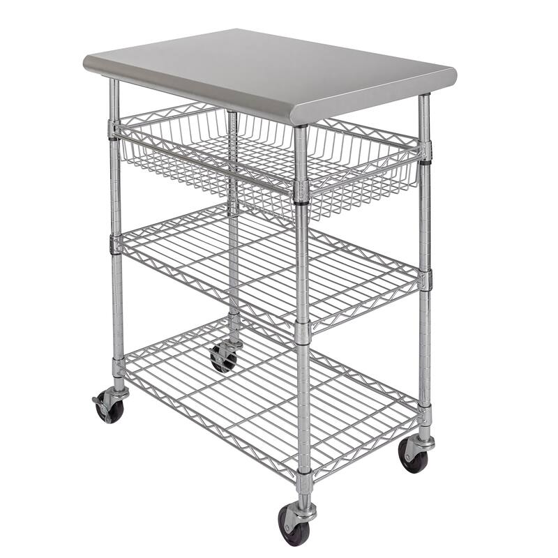 Seville Classics Stainless-Steel Utility Cart NSF, 30" W x 20" D x 36" H - N/A - Silver