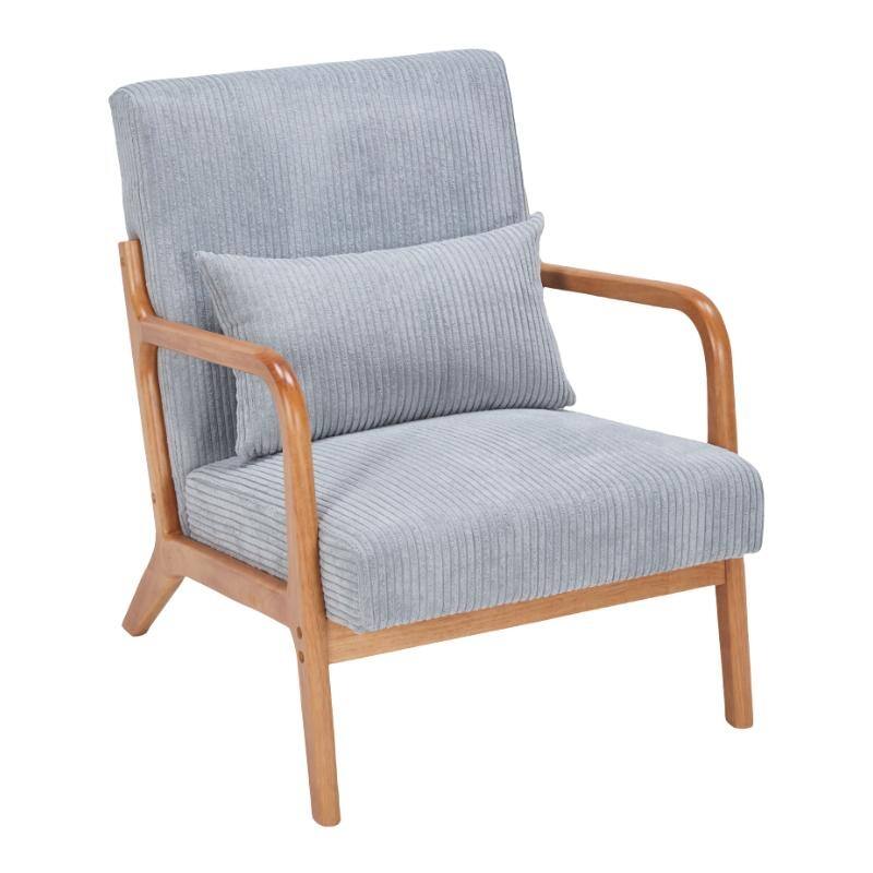 Polyester Mid-Century Armchair with Included Pillow and Ergonomic Support