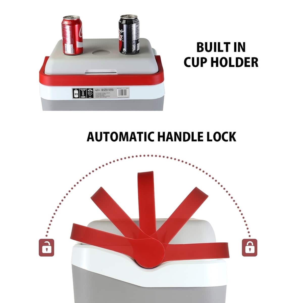 Koolatron Ice Chest Cooler w/ Locking Carry Handle, 26 qt (25L) On