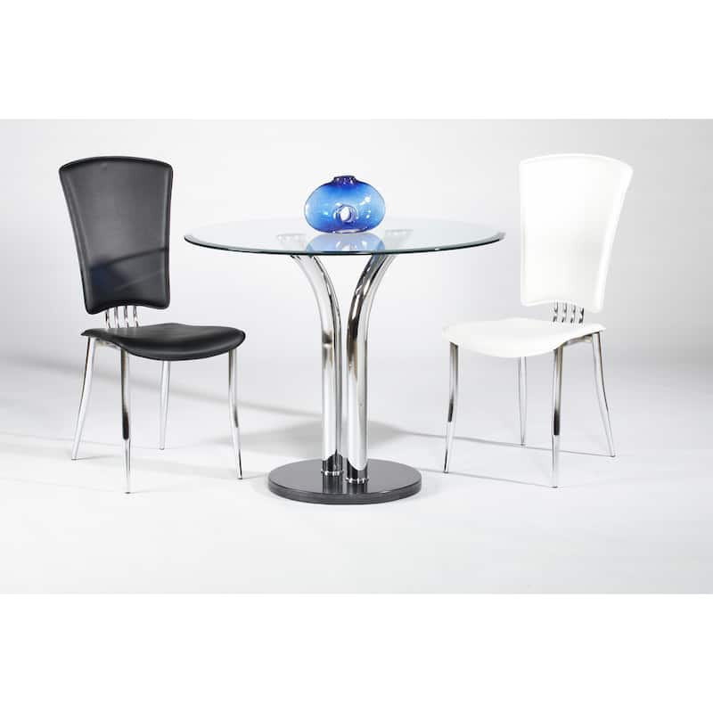 Somette Tina Bistro Style Dining Table with Glass Top - Clear/Black