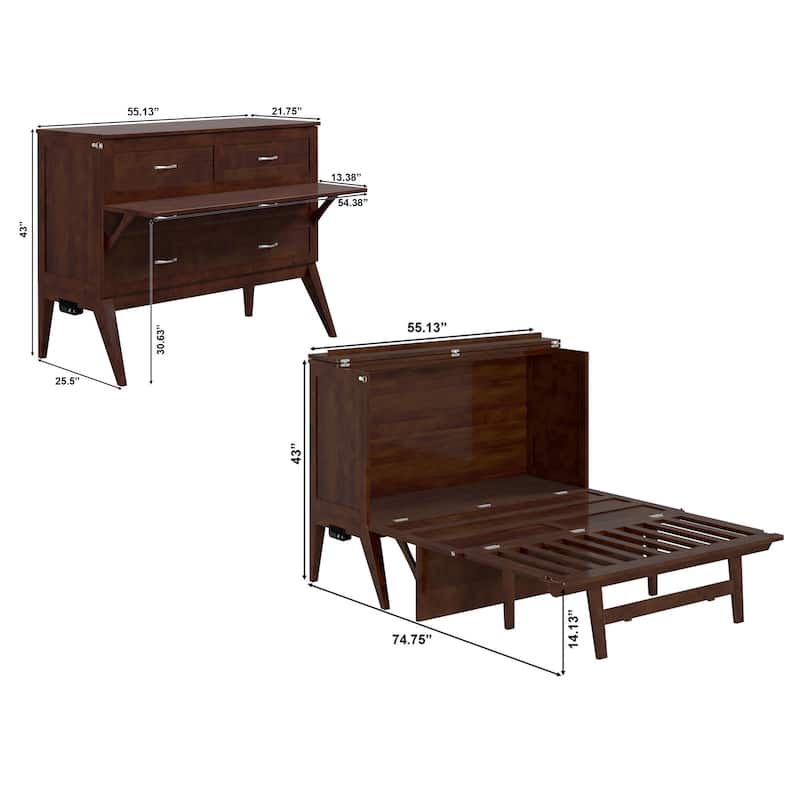 Northampton Full Murphy Bed Desk with Mattress