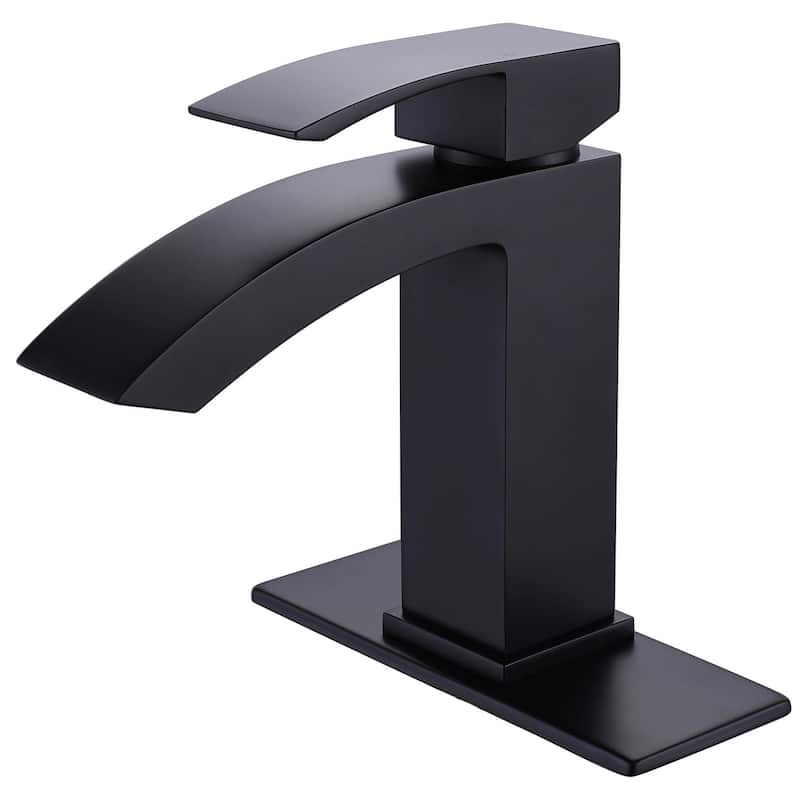 Deck Mounted 1-Handle Bathroom Faucet Single Hole With Deck Plate in Black and Gold