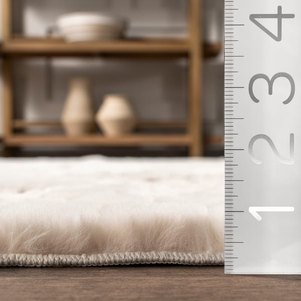 dimension image slide 2 of 6, Nuloom Nia SuperiorWash Tile Faux Rabbit Machine Washable Area Rug