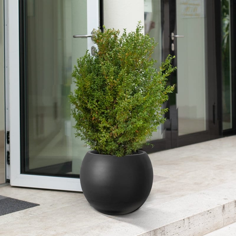 Modern Style Outdoor Planters for Porch, Round Planter with Drainage Hole, MgO Flower Pots,White/Black - N/A