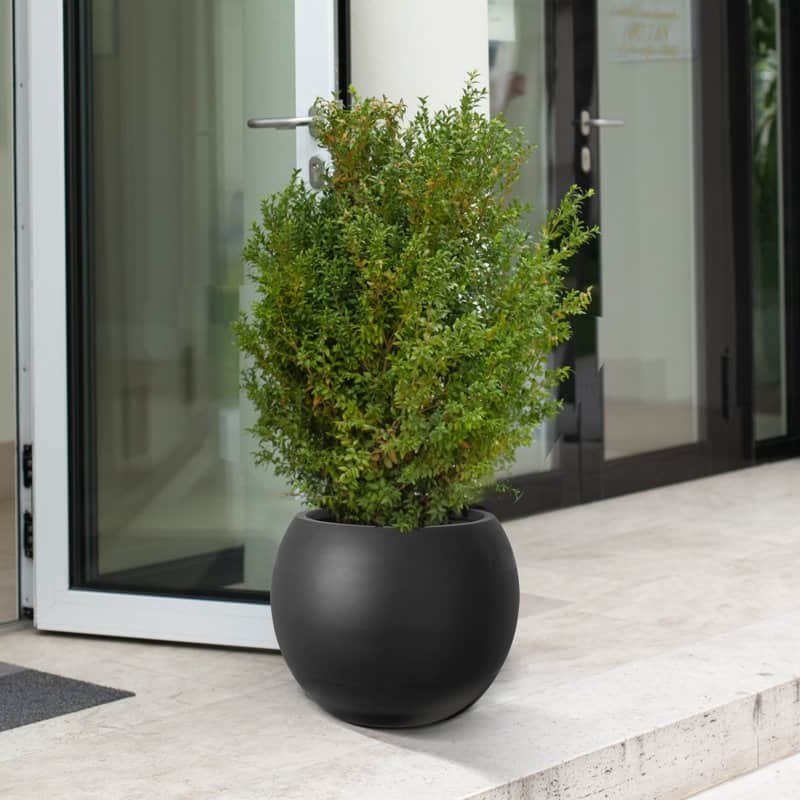 Modern Style Outdoor Planters for Porch, Round Planter with Drainage Hole, MgO Flower Pots,White/Black - N/A - Black